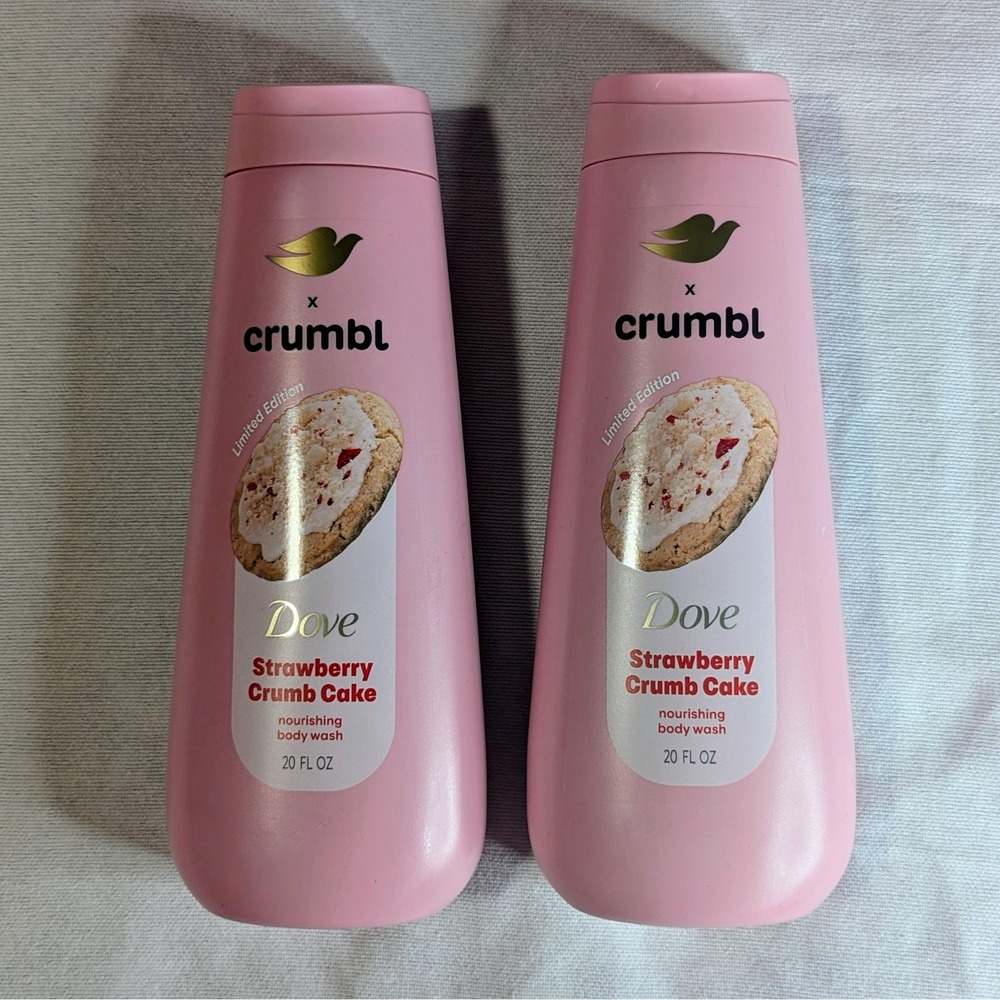 2 Pack Dove x Crumbl Strawberry Crumb Cake Nourishing Body Wash 20 fl oz - Picture 1 of 7
